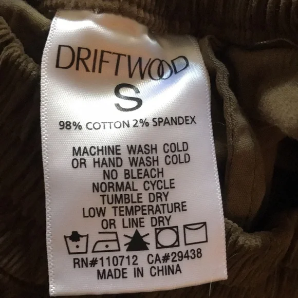 Free People (Driftwood Brand) Brown Corduroy. Size Small - Picture 4 of 4